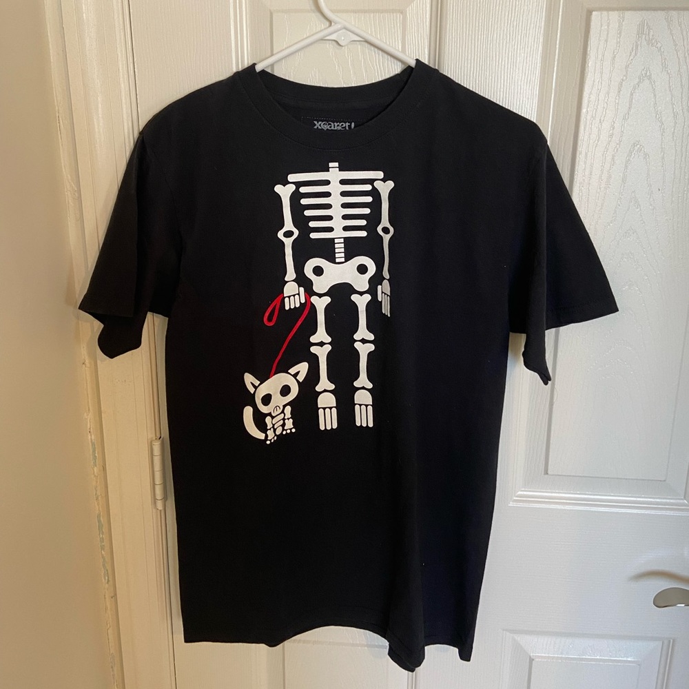 Skeleton with Skeleton Dog T-Shirt